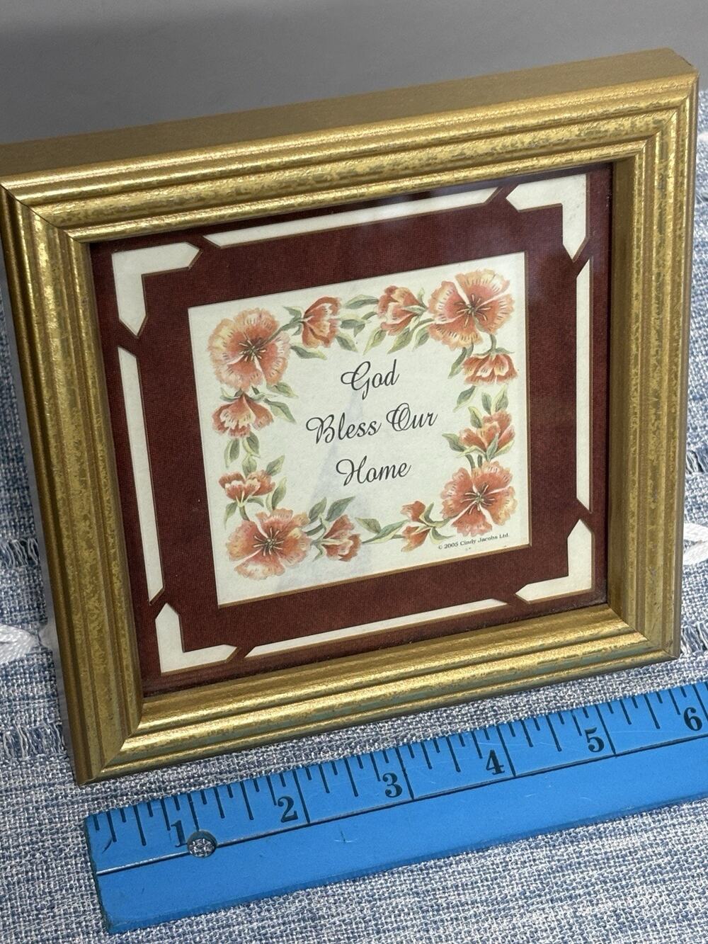 Cindy Jacobs God Bless Our Home Floral Framed Print 2005 Gold Frame
